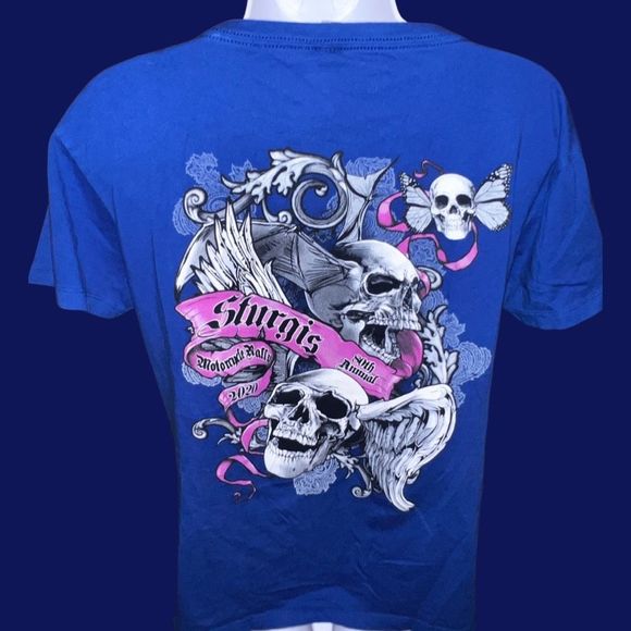 Women's Next Level 2020 Sturgis 80th Motorcycle Rally V Neck T Shirt Size Large - Picture 3 of 6